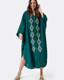 Cuplé Vestido Camisero (S-M) Lino Verde
