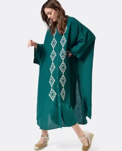 Cuplé Vestido Camisero (S-M) Lino Verde
