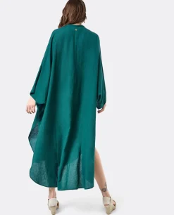 Cuplé Vestido Camisero (S-M) Lino Verde