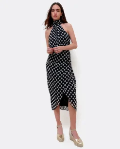 Best Cuplé Vestido Escote Halter Gasa Lunares