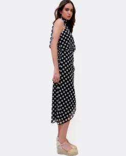 Best Cuplé Vestido Escote Halter Gasa Lunares