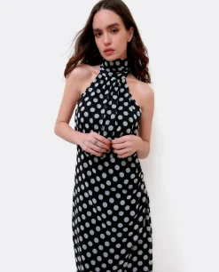 Best Cuplé Vestido Escote Halter Gasa Lunares