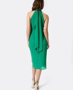 Hot Cuplé Vestido Escote Halter Gasa Verde