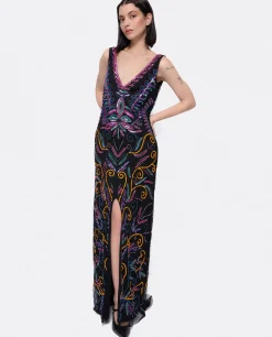 New Cuplé Vestido Etnico Textil Cuentas Multicolor