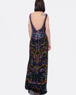New Cuplé Vestido Etnico Textil Cuentas Multicolor