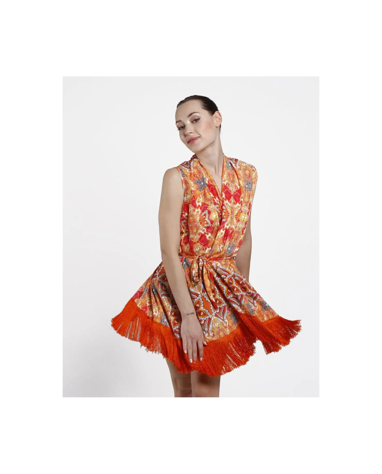 Best Cuplé Vestido Kimono Saten Estampado Cachemiras