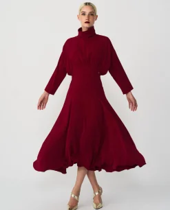 Hot Cuplé Vestido Largo Evase Crep Rojo