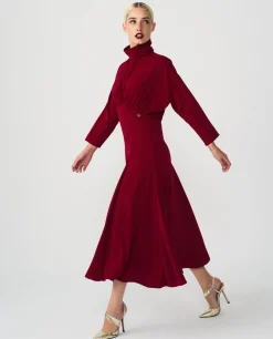 Hot Cuplé Vestido Largo Evase Crep Rojo