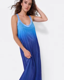 Clearance Cuplé Vestido Largo Tirantes Bambula Azul