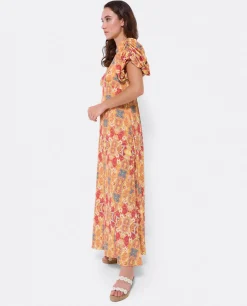 Outlet Cuplé Vestido Manga Abullonada Punto Estampado Cachemira