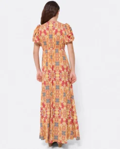 Outlet Cuplé Vestido Manga Abullonada Punto Estampado Cachemira
