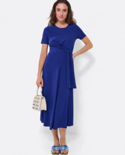 Sale Cuplé Vestido Manga Corta Nudo Delantero Punto Marino