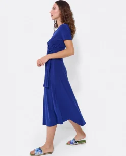Sale Cuplé Vestido Manga Corta Nudo Delantero Punto Marino