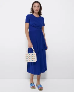 Sale Cuplé Vestido Manga Corta Nudo Delantero Punto Marino