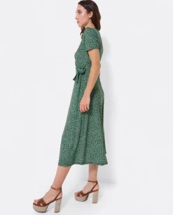 Online Cuplé Vestido Manga Corta Nudo Delantero Punto Leopardo
