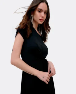 Clearance Cuplé Vestido Manga Corta Nudo Delantero Punto Circular