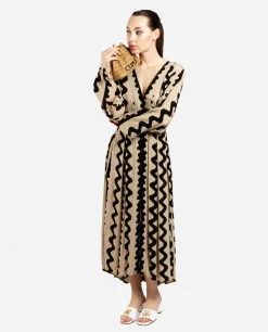 Outlet Cuplé Vestido Midi Botones Crep Beig