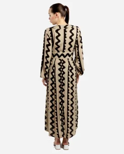 Outlet Cuplé Vestido Midi Botones Crep Beig