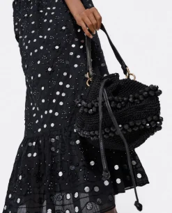 Clearance Cuplé Vestido Midi Espejos Algodon Negro