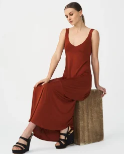 Cuplé Vestido Midi Punto Naranja