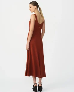 Cuplé Vestido Midi Punto Naranja