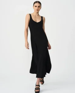 Outlet Cuplé Vestido Midi Punto Negro