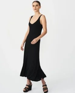 Outlet Cuplé Vestido Midi Punto Negro