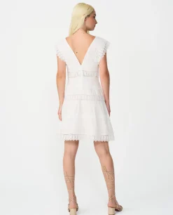 Online Cuplé Vestido Mini Encaje Popelin Blanco