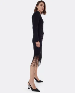 Outlet Cuplé Vestido Nudo Punto Negro