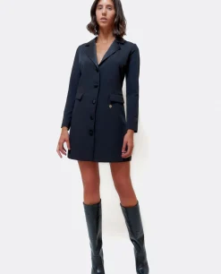 Online Cuplé Vestido Smoking Crep Negro