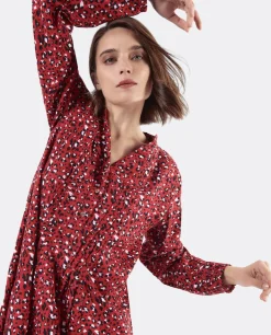 Best Cuplé Vestido Textil Leopardo Rojo
